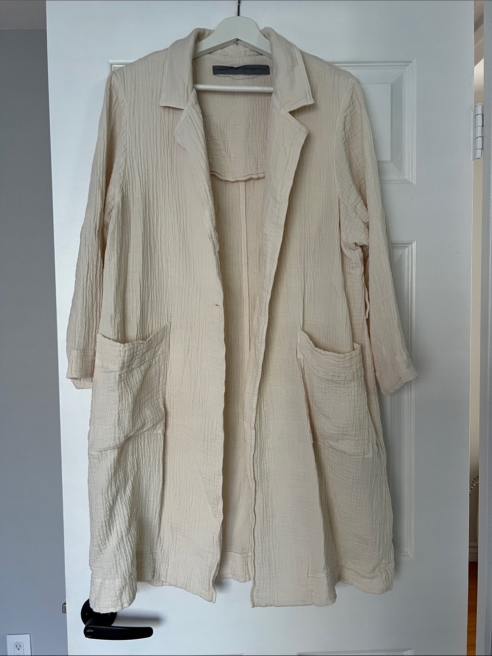 Raquel Allegra Open-Front Textured Duster trench Coat in Gauze size 1